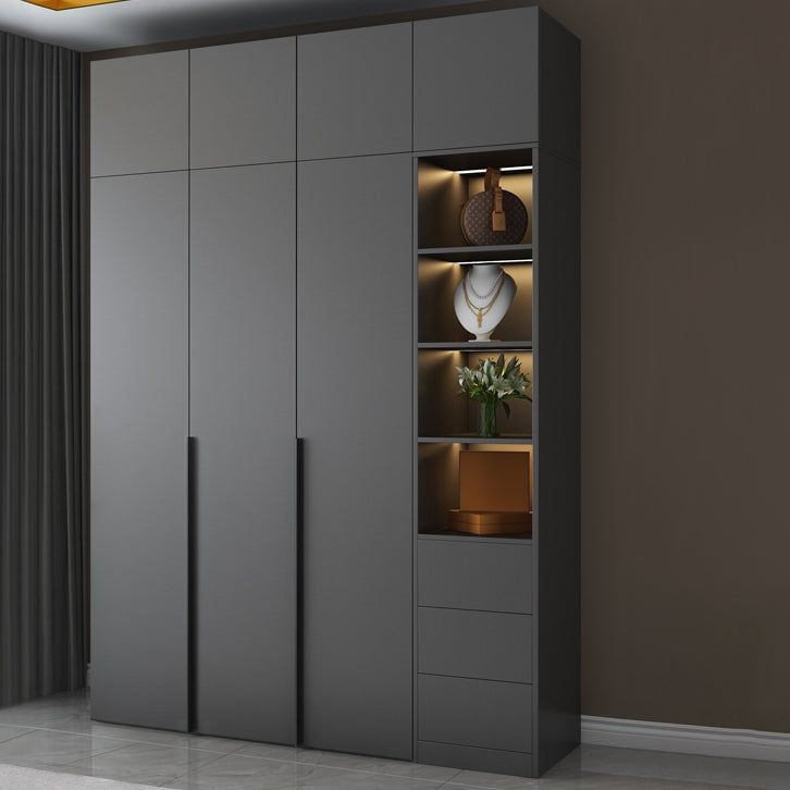 Grey Contemporary Style Wardrobe Armoire Engineered Wood Wardrobe 47_L x 22_W x 79_H